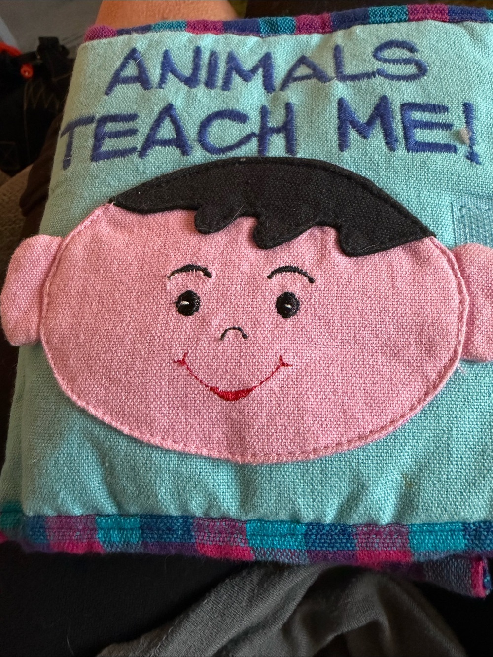 Kids Aqua Soft Cloth Book - teach me -snaps, zipper, shoestring, buckle,